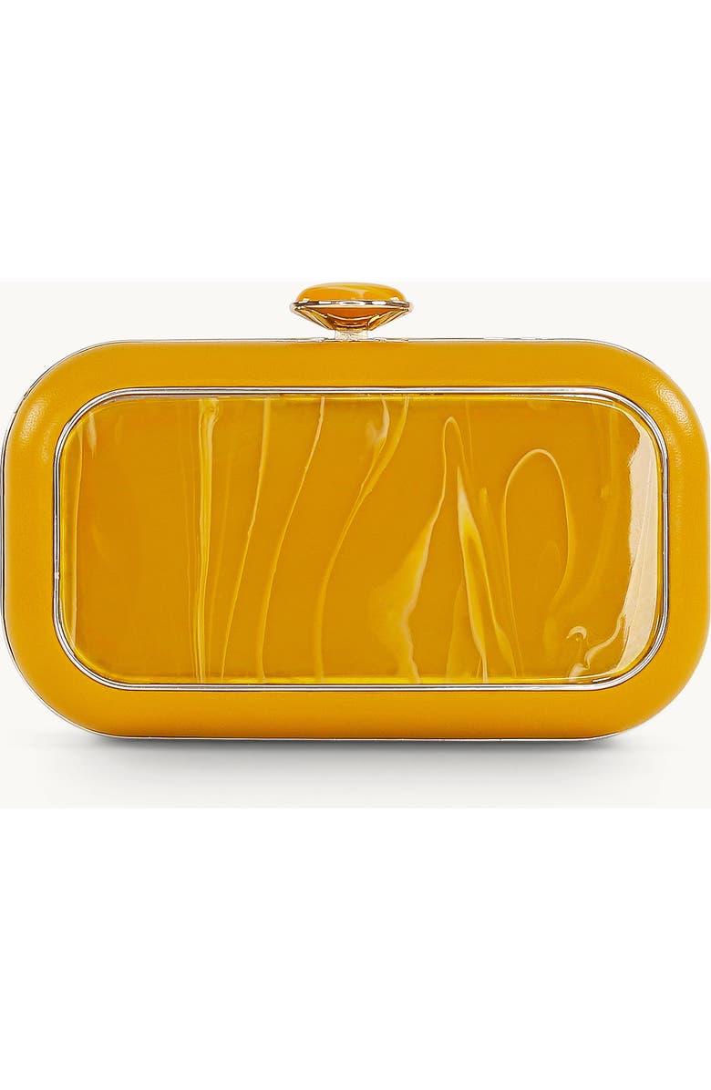 BADGLEY MISCHKA Jordan Acrylic Medallion Minaudiere, Main, color, Honey