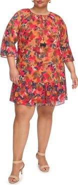 Vince Camuto Printed Chiffon Shift Dress