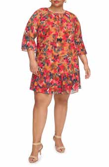 Vince Camuto Printed Chiffon Shift Dress