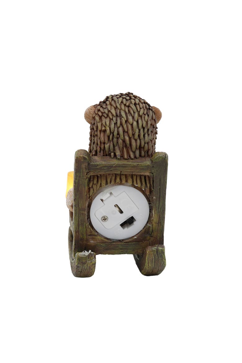 Resin Hedgehog in Chair with LED Multicolored for Spring Tabletop Lighting, Alternate, color, Multicolored