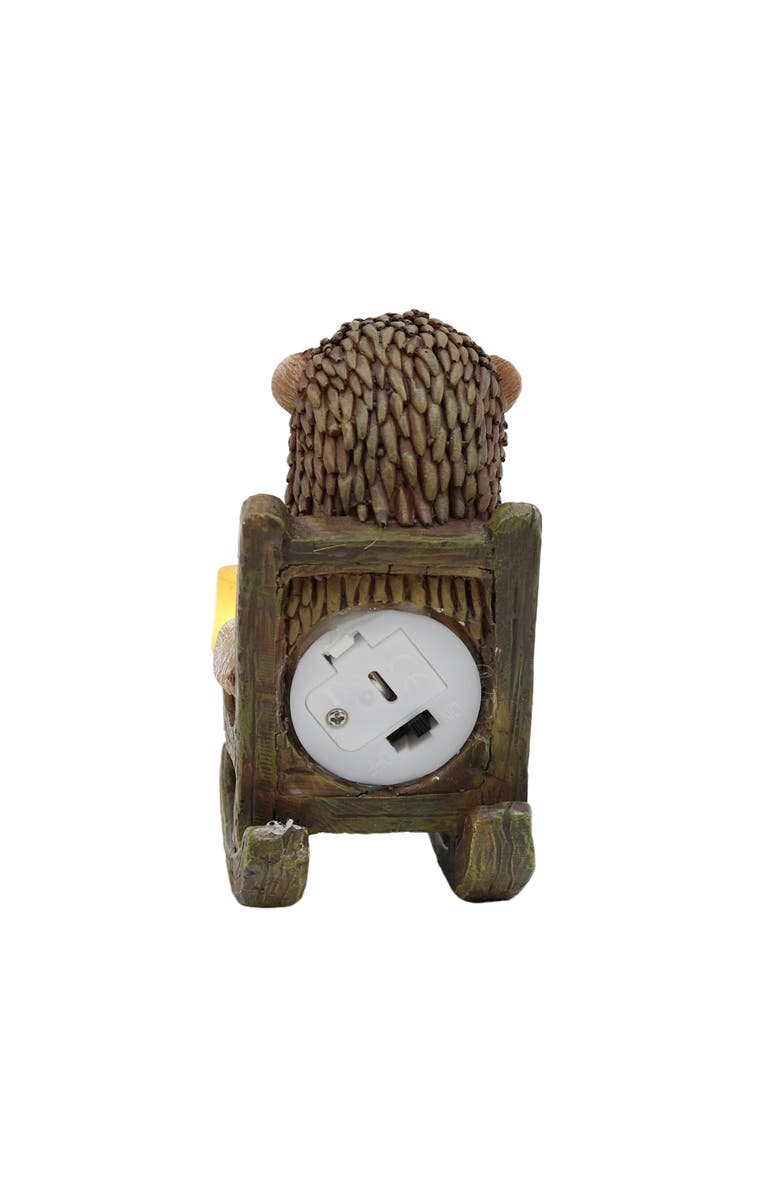 Transpac Resin Hedgehog in Chair with LED Multicolored for Spring Tabletop Lighting, Alternate, color, Multicolored