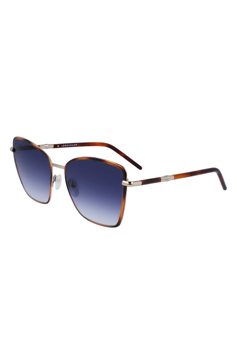 Longchamp 58mm Gradient Butterfly Sunglasses, Alternate, color, Havana/ Gradient Blue