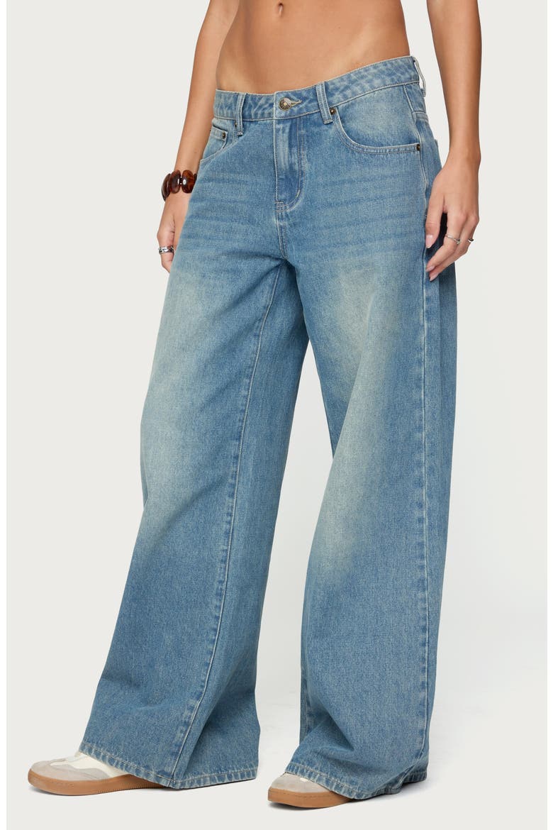 Logo Graphic Wide Leg Jeans, Alternate, color, BLUE-VINTAGE-WASHED
