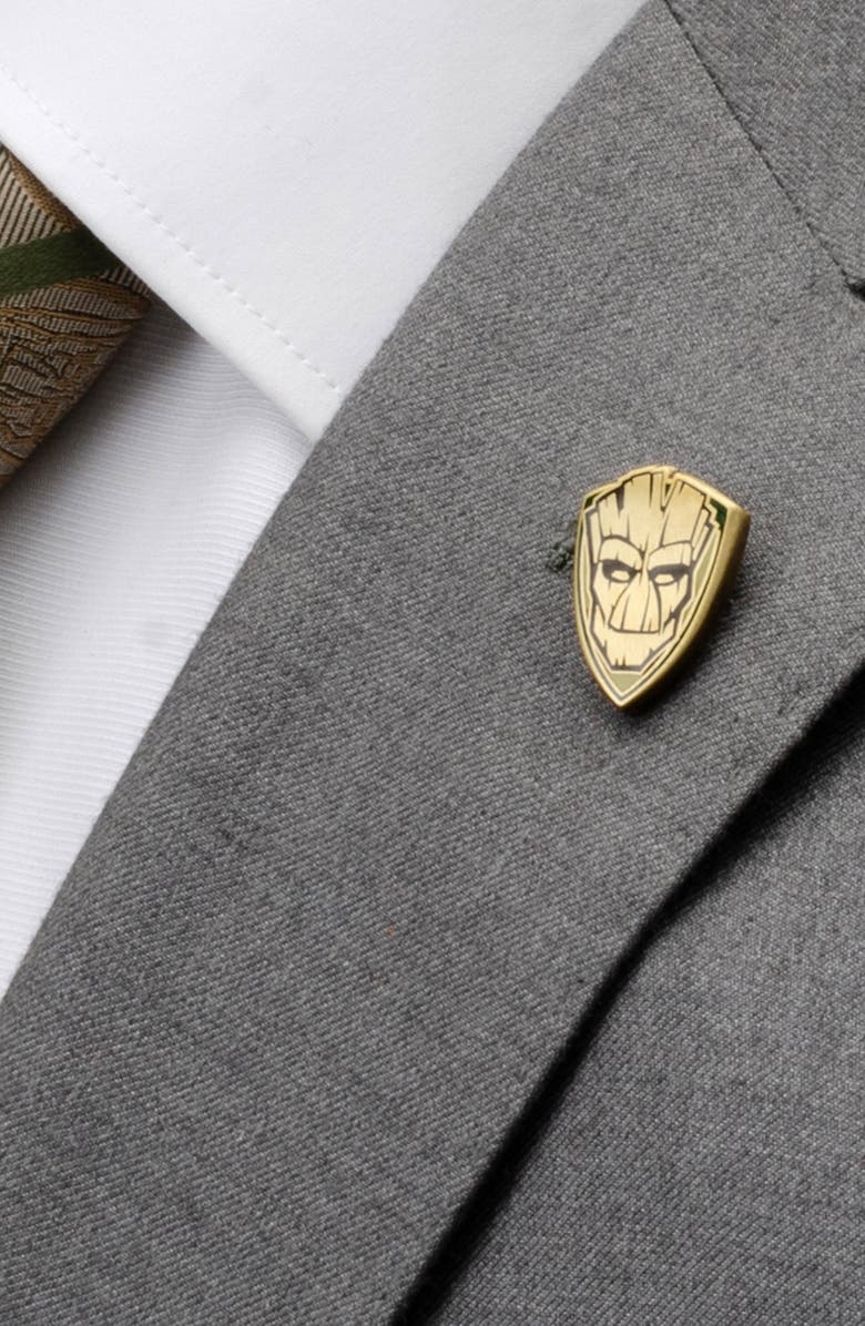 Cufflinks, Inc. Groot Star-Lord Argyle Crew Socks & Lapel Pin Gift Set, Alternate, color, Blue Multi