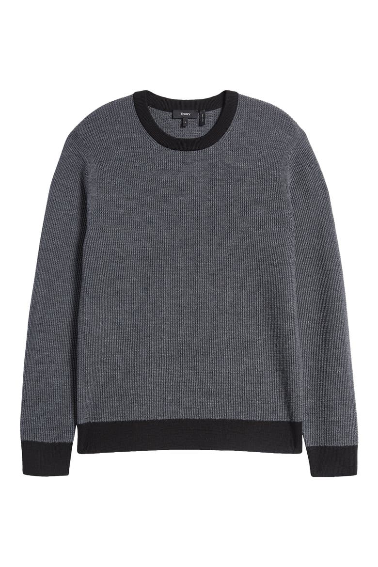 Maden Novo Merino Wool Blend Crewneck Sweater, Alternate, color, PESTLE MELANGE/BLACK