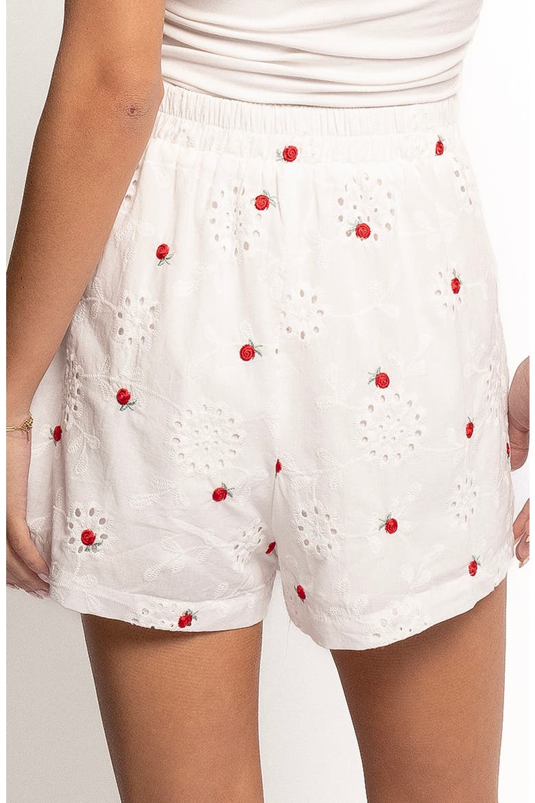 Aisha Cotton Eyelet Shorts, Alternate, color, WHITE