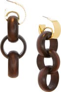 MARLYN SCHIFF Oakley Wood Link Linear Drop Earrings