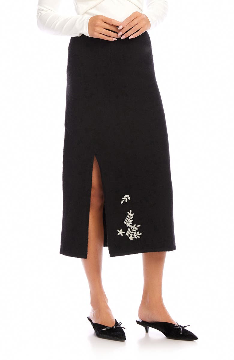 FIFTEEN TWENTY Brett Floral Embellished Sweater Skirt, Alternate, color, Black