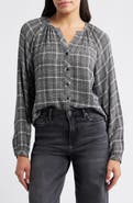 Cloth & Stone Plaid Raglan Sleeve Button-Up Shirt