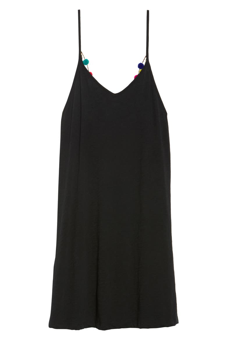 PomPom Cover-Up Dress, Alternate, color, BLACK