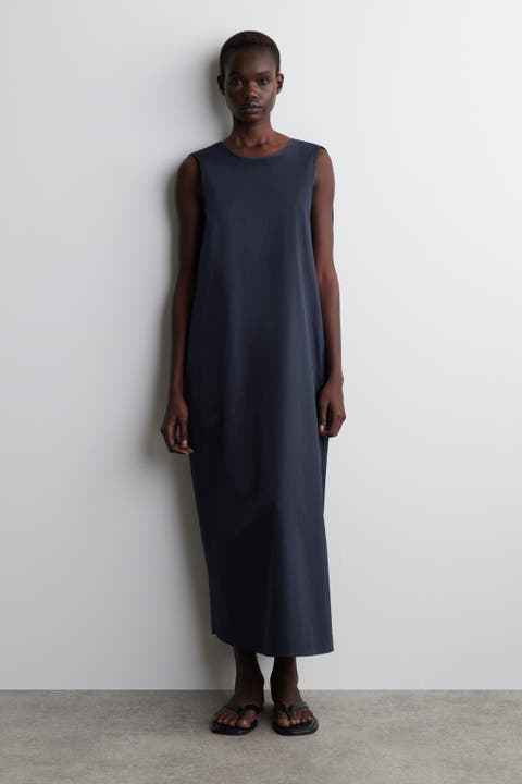 Twist-Back Cotton Midi Dress