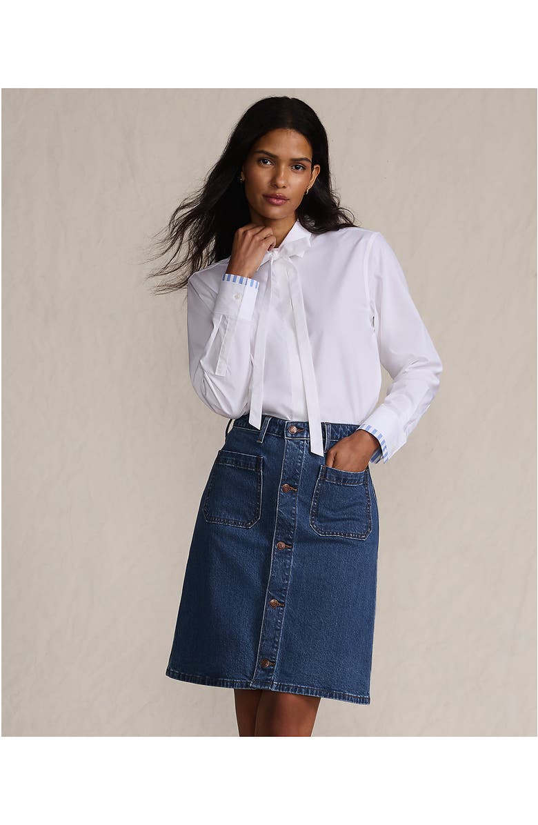 Lands' End Soft Denim Mid Rise Button Through Mini Skirt, Alternate, color, Indigo Tide Blue