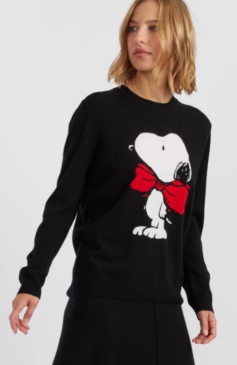 Wool-Cashmere Bow Tie Snoopy Sweater
