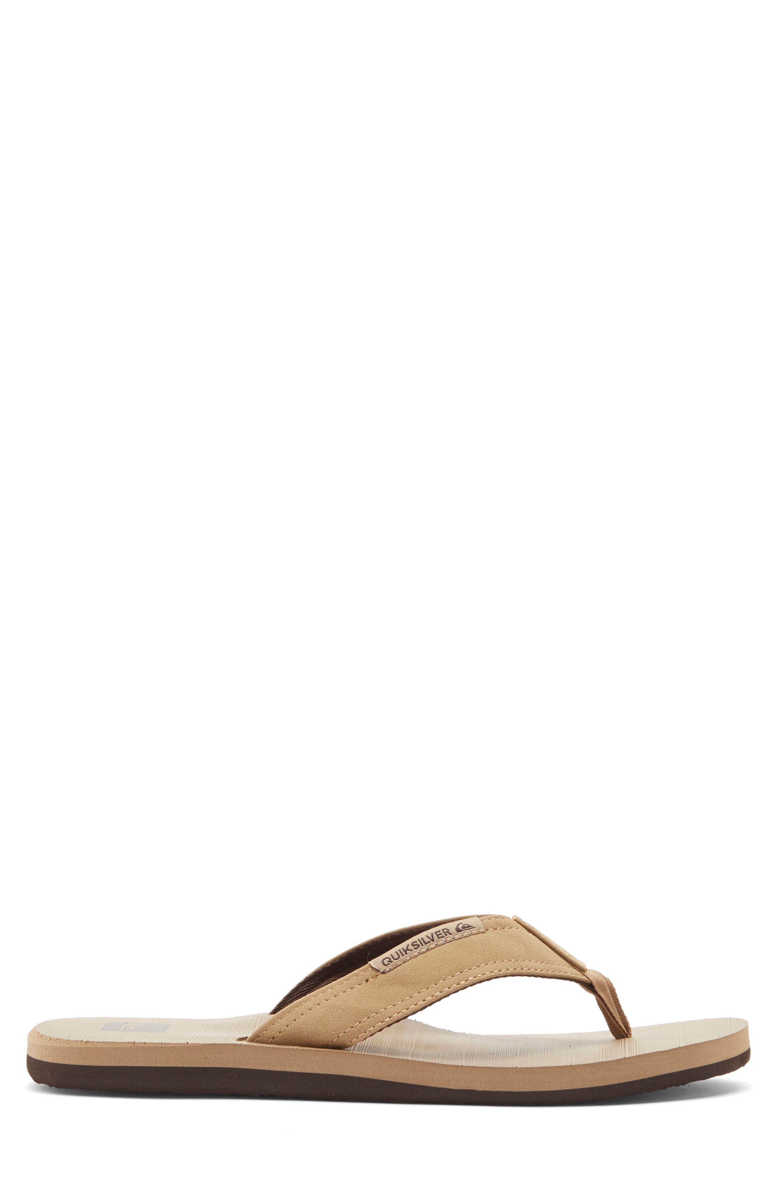 Quiksilver Carving Faux Suede Flip Flop Sandal, Alternate, color, Tan