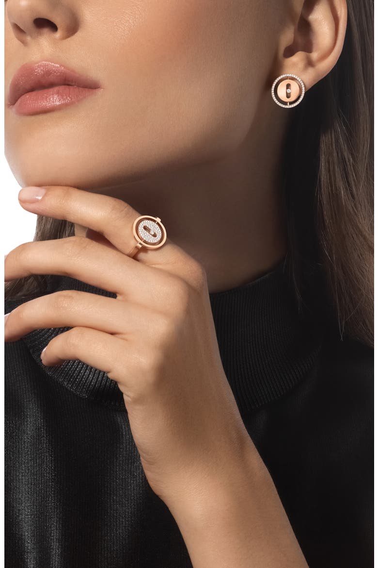 Lucky Move Diamond Stud Earrings, Alternate, color, ROSE GOLD