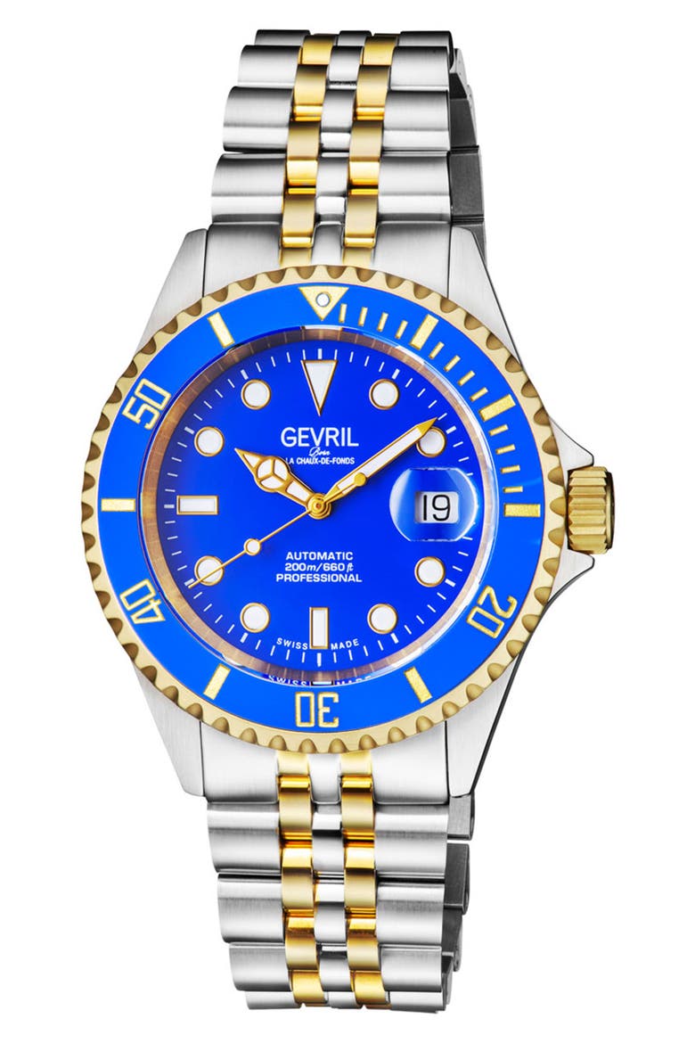 Wall Street Stainless Steel Bracelet Watch, 43mm, Main, color, TWO TONE SS-GOLD