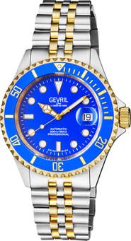 GEVRIL Wall Street Stainless Steel Bracelet Watch, 43mm