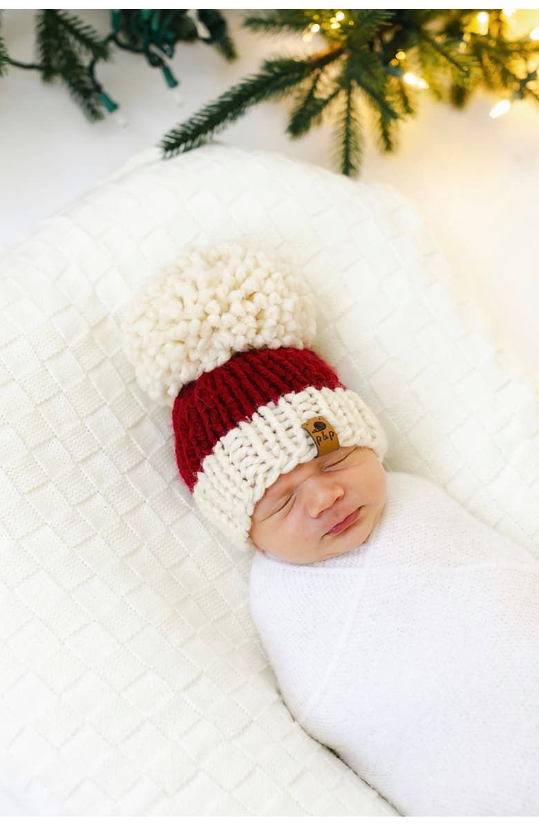 PINE + POPPY Holiday Design Pompom Hat, Alternate, color, 