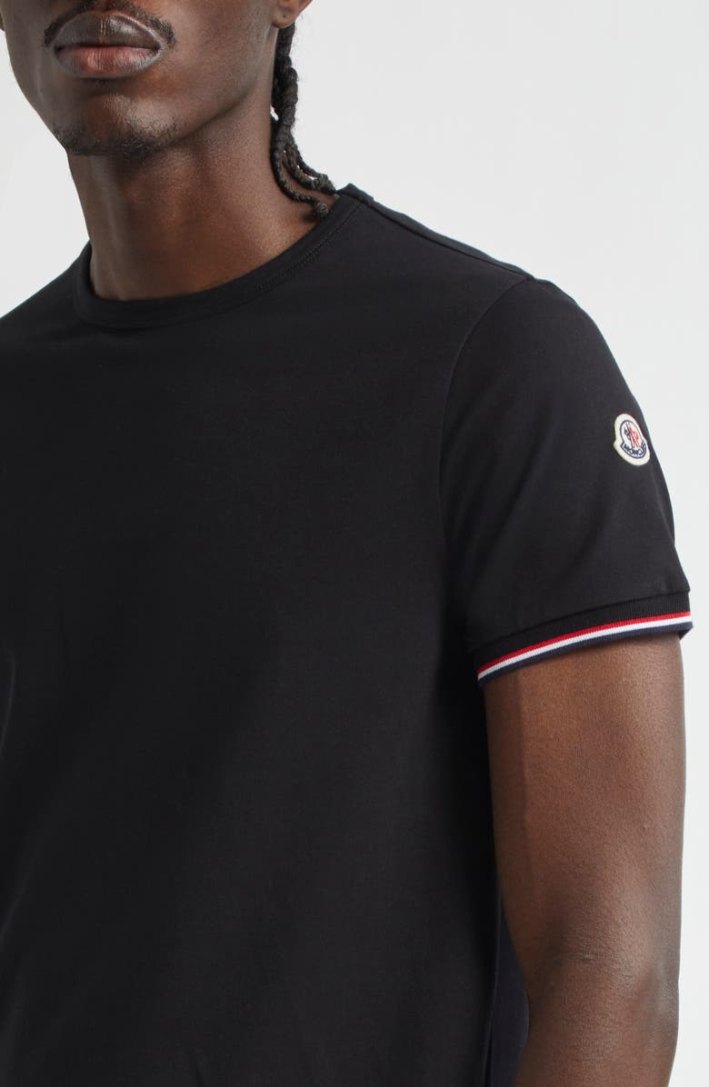 Moncler Tipped Cotton Stretch Jersey T-Shirt, Alternate, color, Black/ Black