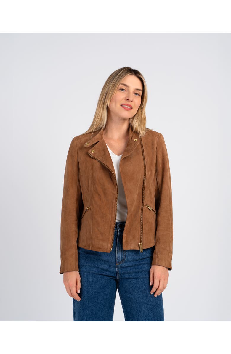 Kettlewell Hudson Suede Biker Jacket, Main, color, Camel
