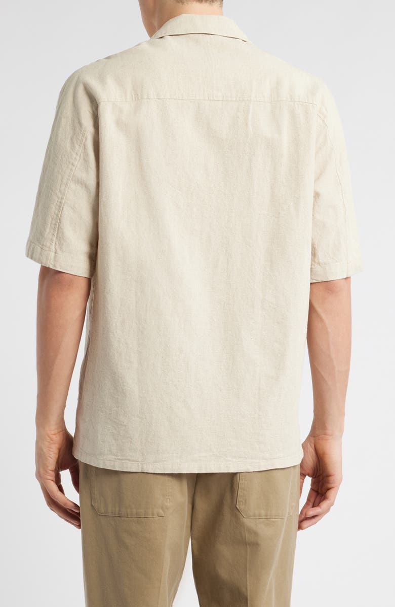 NN07 Ole 5396 Embroidered Linen & Cotton Camp Shirt, Alternate, color, Oatmeal