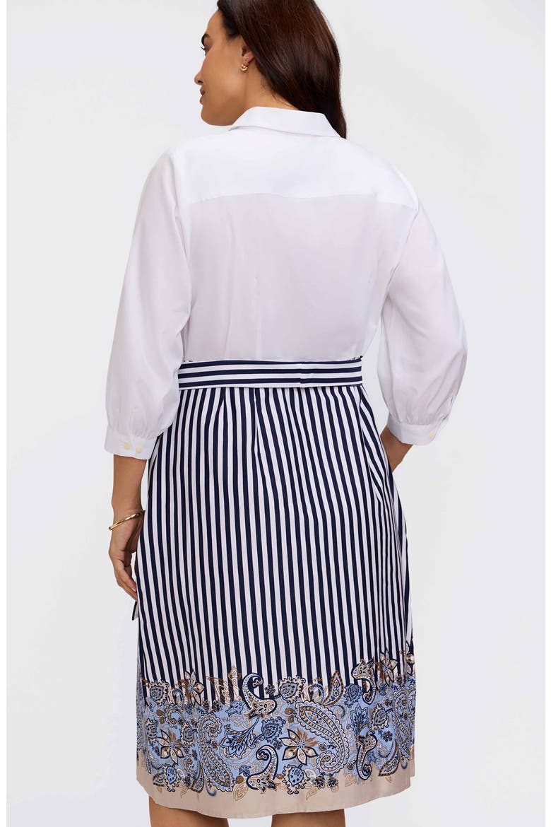 Esther Belted Stripe & Paisley Print Shirtdress, Alternate, color, WHITE MULTI