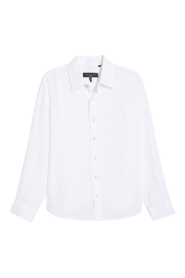 Finch Linen Button-Up Shirt, Main, color, WHITE