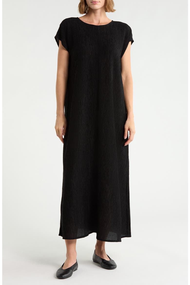 Round Neck Shift Dress, Main, color, BLACK