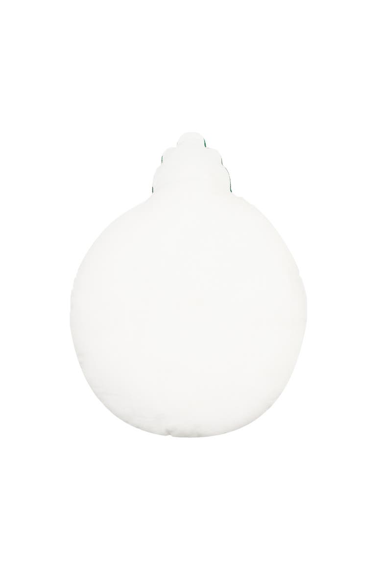 Festive White Christmas Ornament Shaped Throw Pillow 17" x 14", Alternate, color, Green