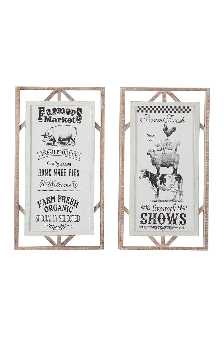 White Wood Farmhouse Text Wall Decor - Set of 2, Main, color, MULTI