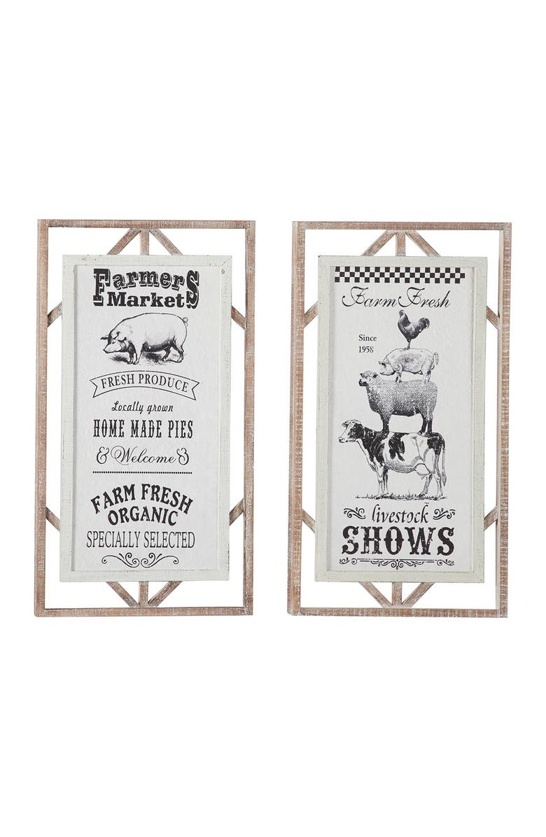 SONOMA SAGE HOME White Wood Farmhouse Text Wall Decor - Set of 2, Main, color, 