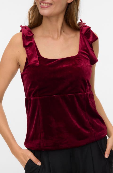Vida Tie Strap Velvet Top