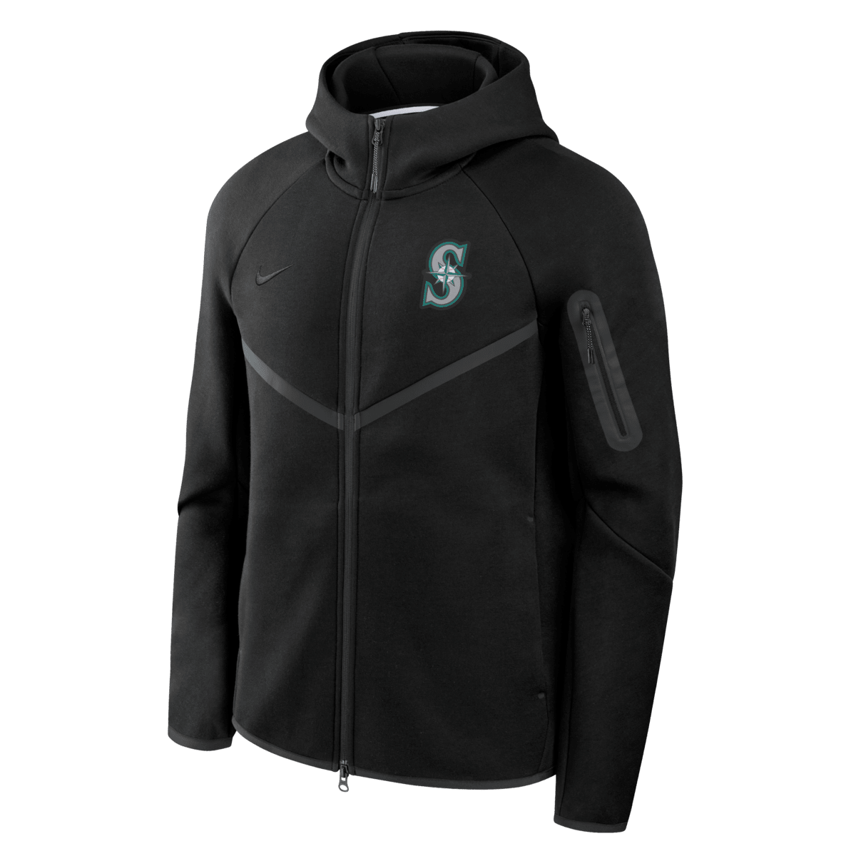 Men's Nike Black Seattle Mariners Tech Fleece Raglan Full-Zip Windrunner Hoodie - image 2