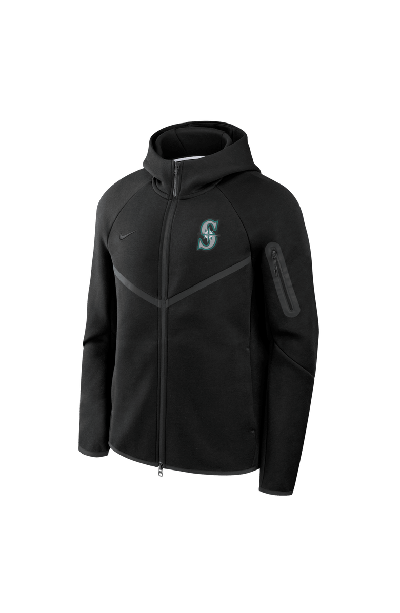 Nike Men's Nike Black Seattle Mariners Tech Fleece Raglan Full-Zip Windrunner Hoodie, Alternate, color, Black