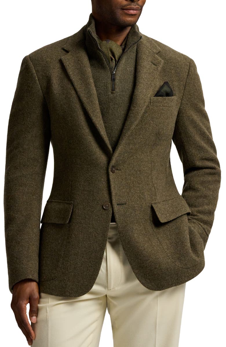 Ralph Lauren Purple Label Brushed Cashmere & Wool Twill Sport Coat, Main, color, Inverness Loden