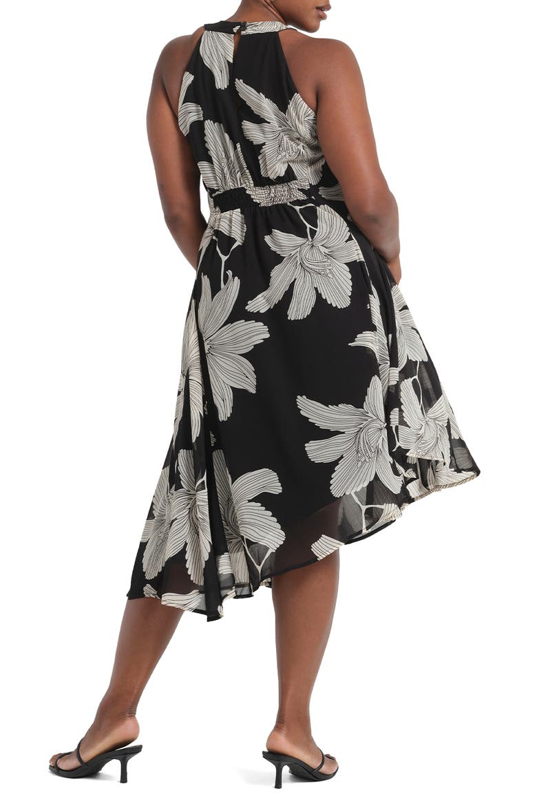 Astra Halter Dress, Alternate, color, BLACK/ CREAM