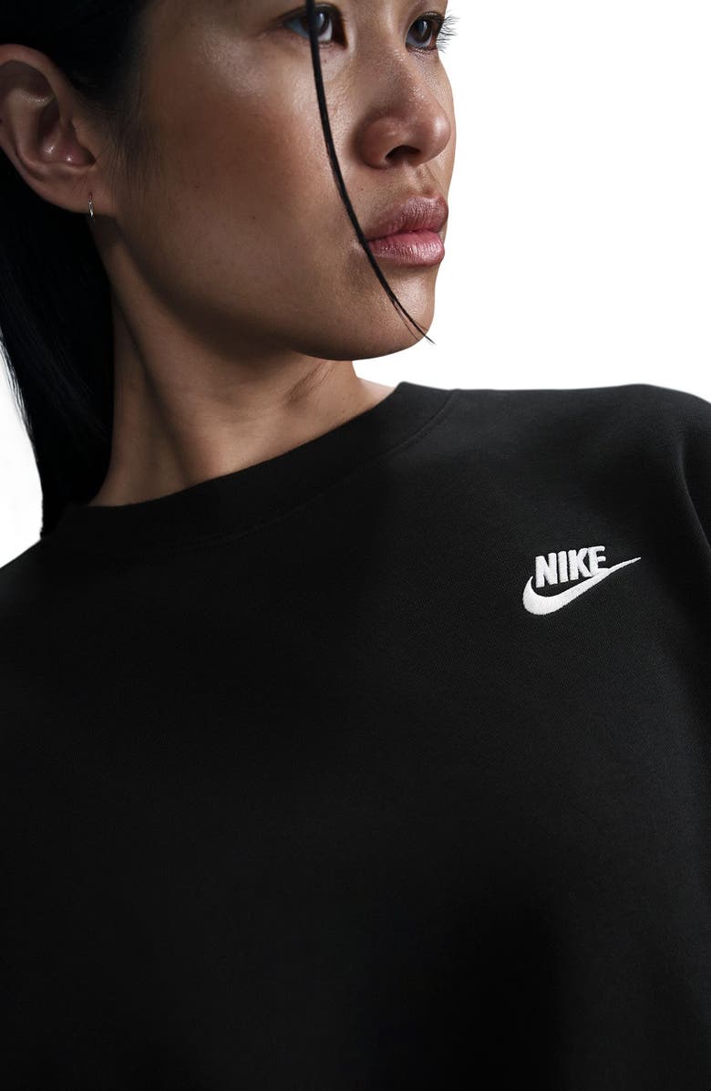 Nike Club Fleece Loose Fit Crewneck Sweatshirt, Alternate, color, Black/ White