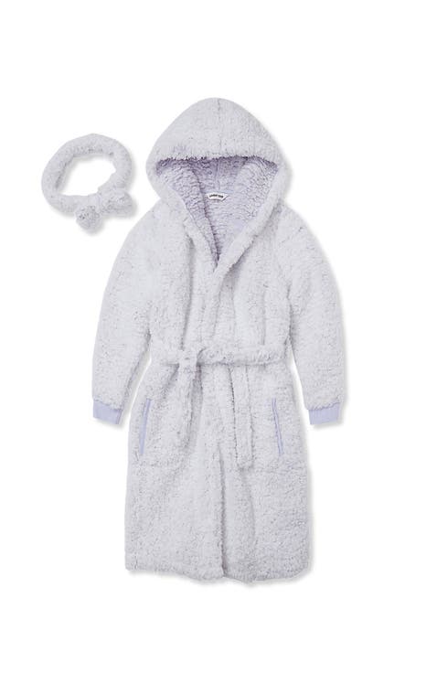 Kids High Pile Plush Hooded Robe and Headband