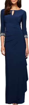 Alex Evenings Jeweled Cuff Column Formal Gown
