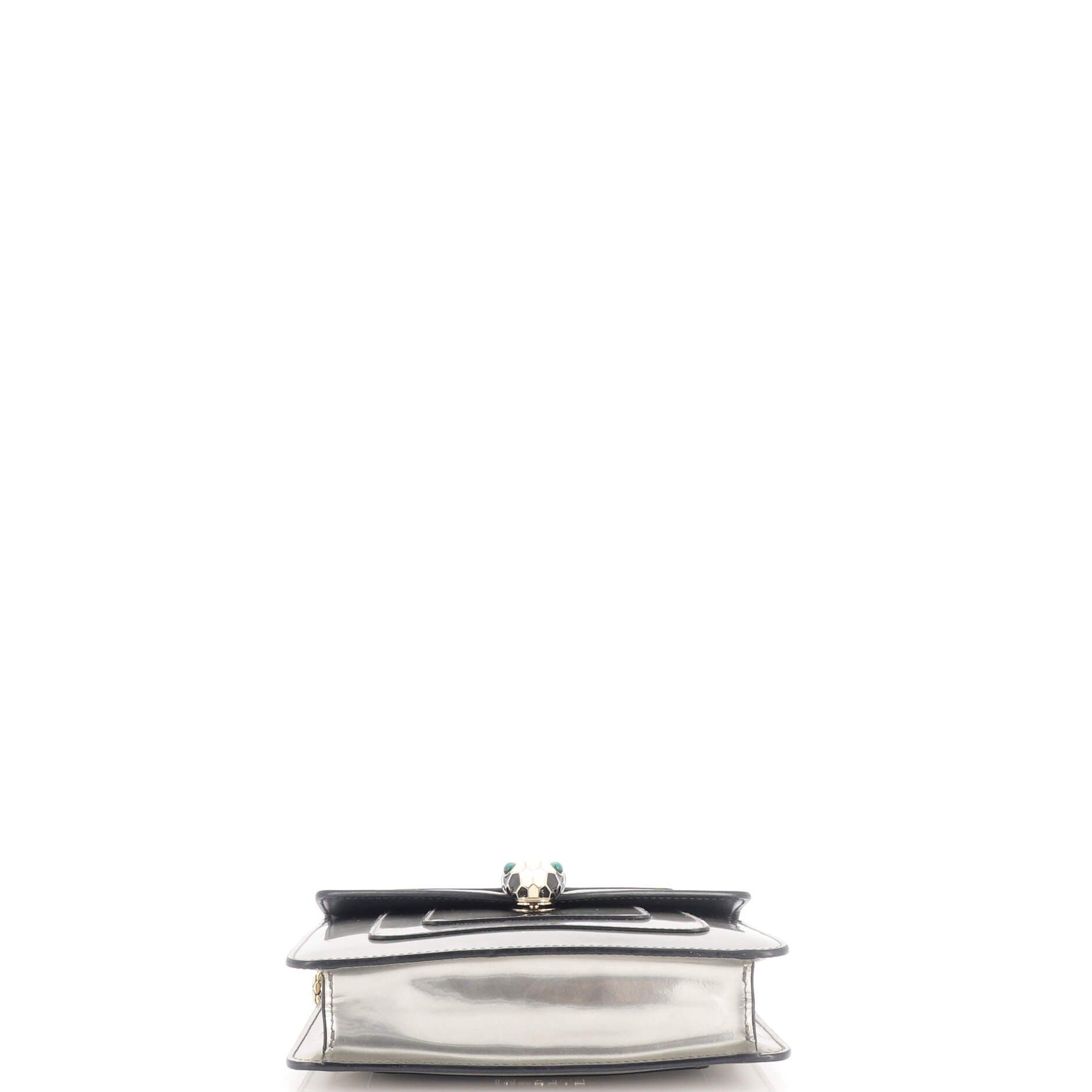 Serpenti Forever Square Shoulder Bag Metallic Leather Small, Alternate, color, Metallic Silver