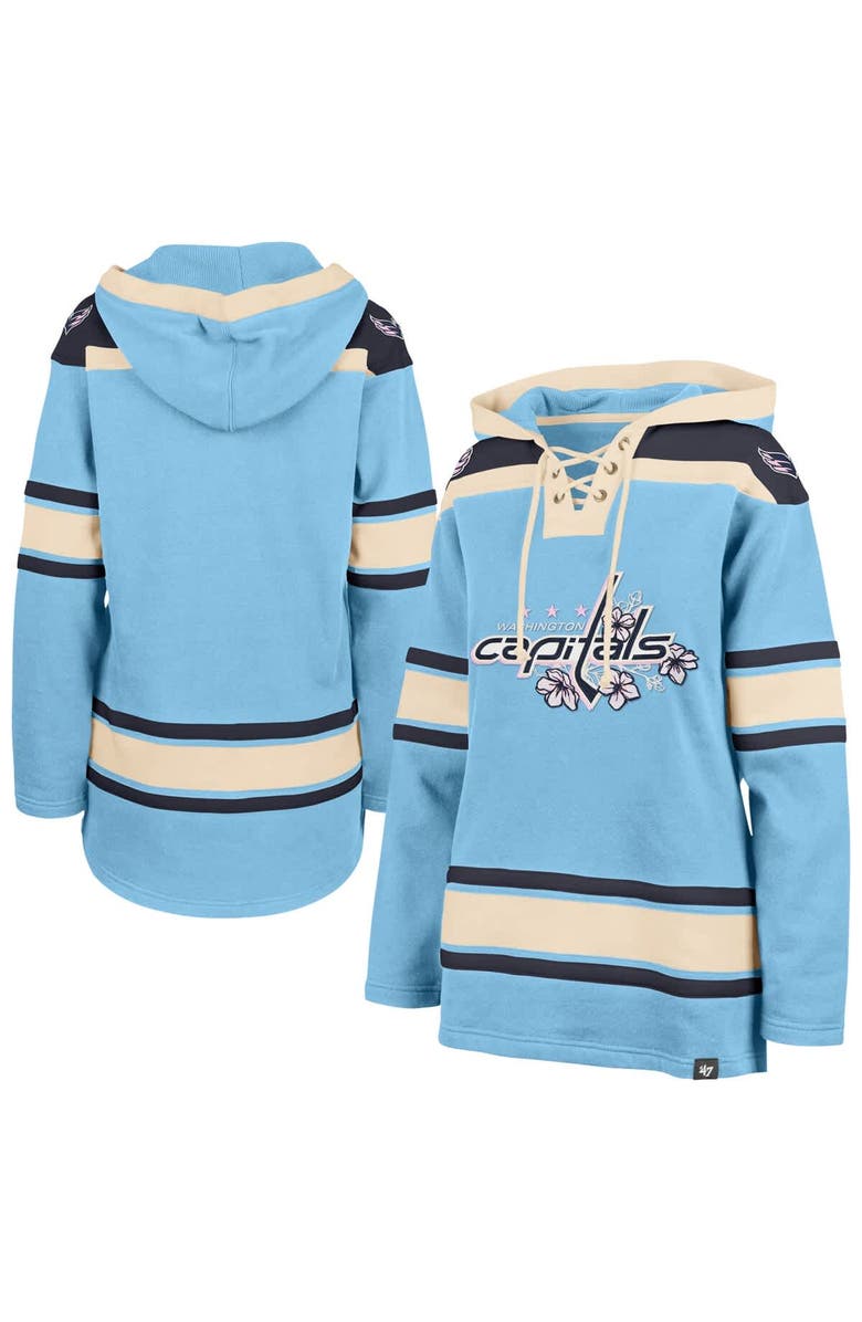 '47 Women's '47  Light Blue Washington Capitals Superior Lacer Pullover Hoodie, Main, color, Light Blue
