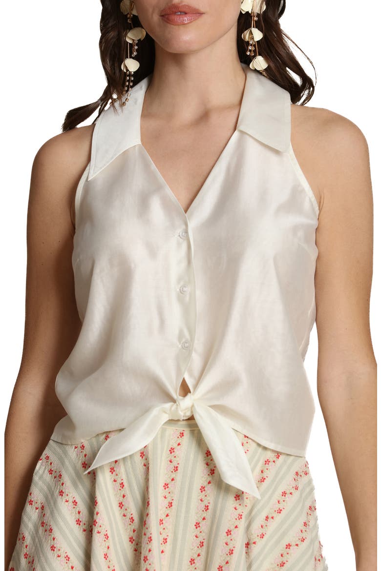 Sleeveless Tie Front Top, Alternate, color, OFF WHITE
