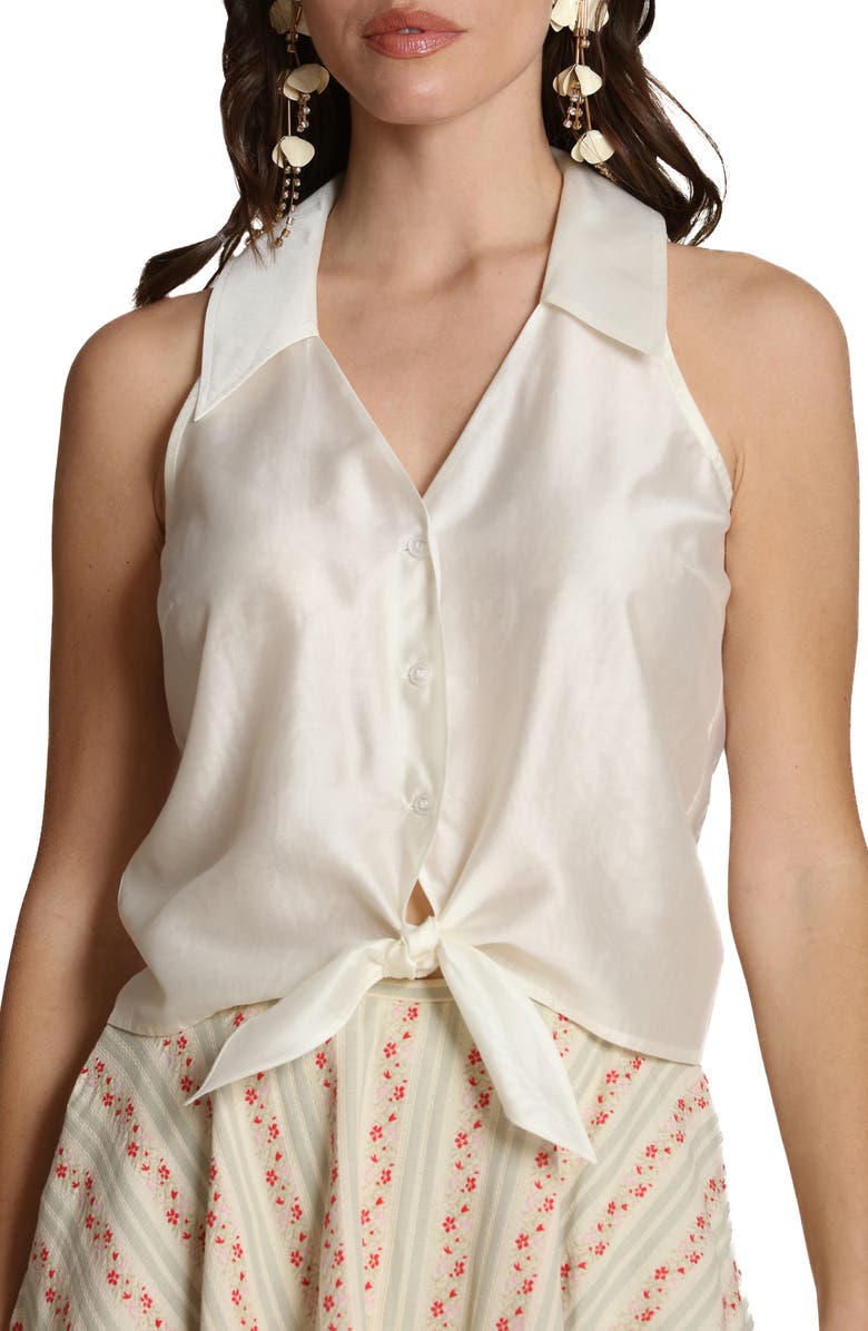Avec Les Filles Sleeveless Tie Front Top, Alternate, color, Off White