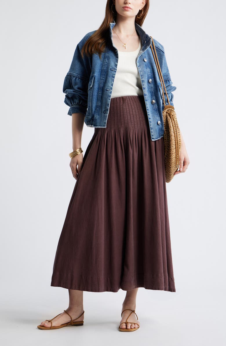 Treasure & Bond Pleat Accent Linen Blend Maxi Skirt, Alternate, color,