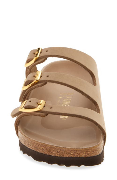 Birkenstock Beige Leather Florida Slippers In Sandcastle
