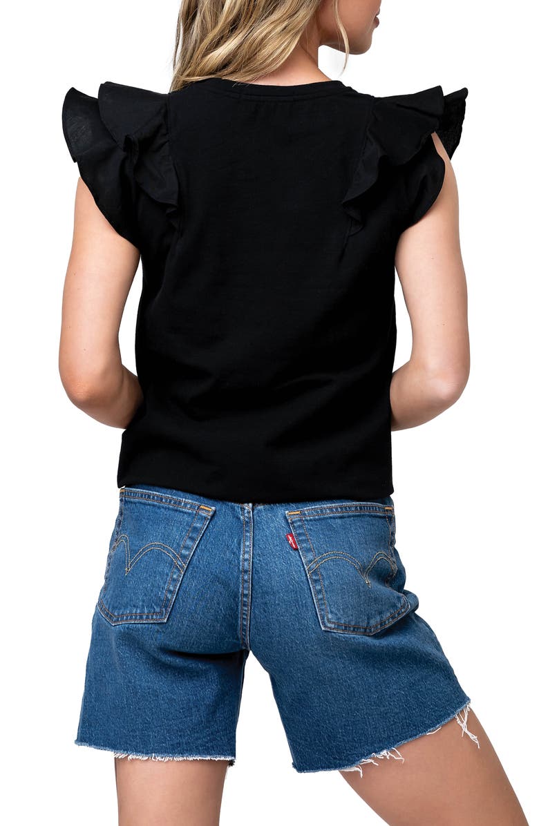 GIBSONLOOK V-Neck Ruffle Sleeve Stretch Cotton T-Shirt, Alternate, color, 