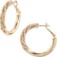 Nordstrom Polished Rhinestone Tube Hoop Earrings