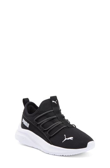 Puma Kids' Softride One4all Slip-on Sneaker In Black- White