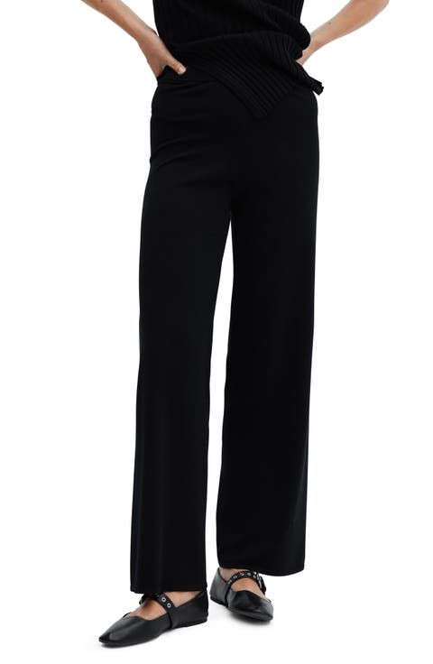 High Waist Wide Leg Knit Pants
