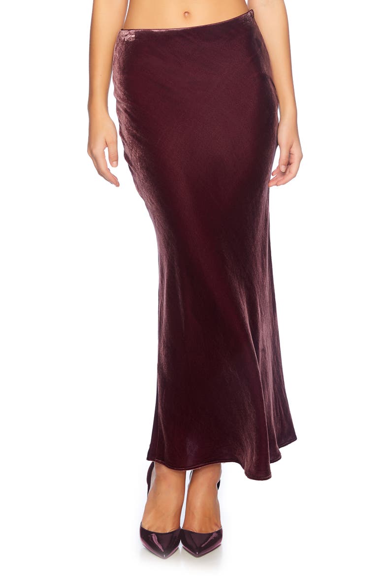 Velvet Slip Skirt, Main, color, MALBEC